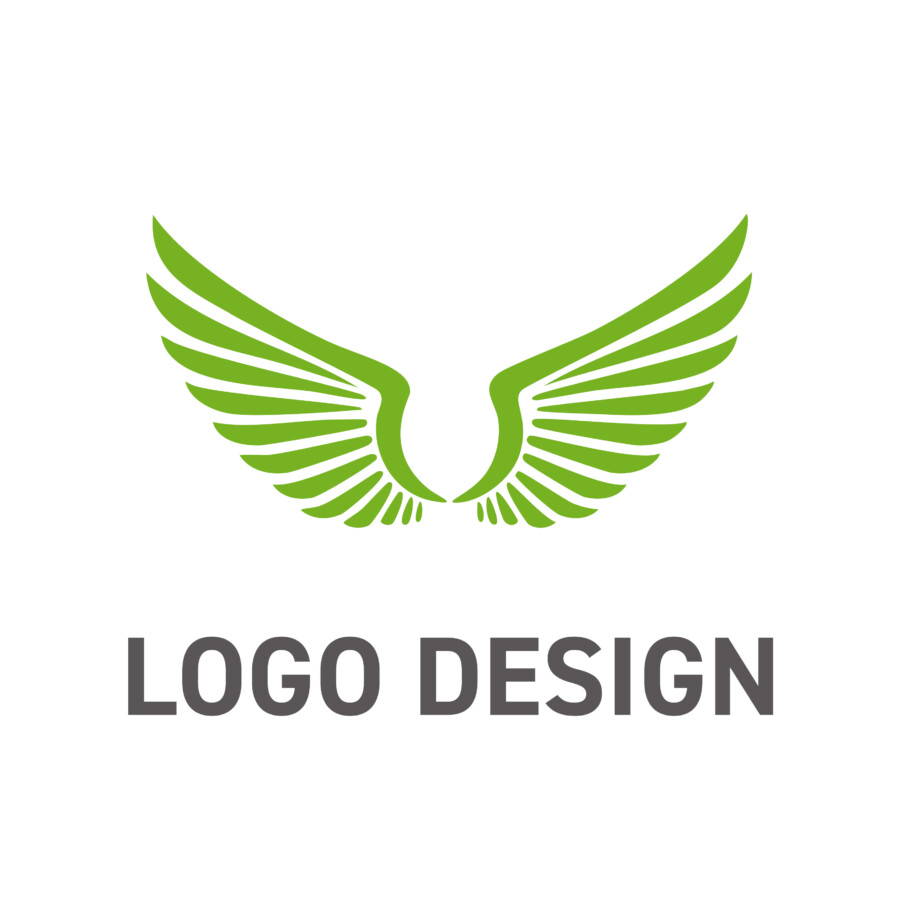 企業の礎を象徴する、力強い安定感の翼のロゴデザイン
