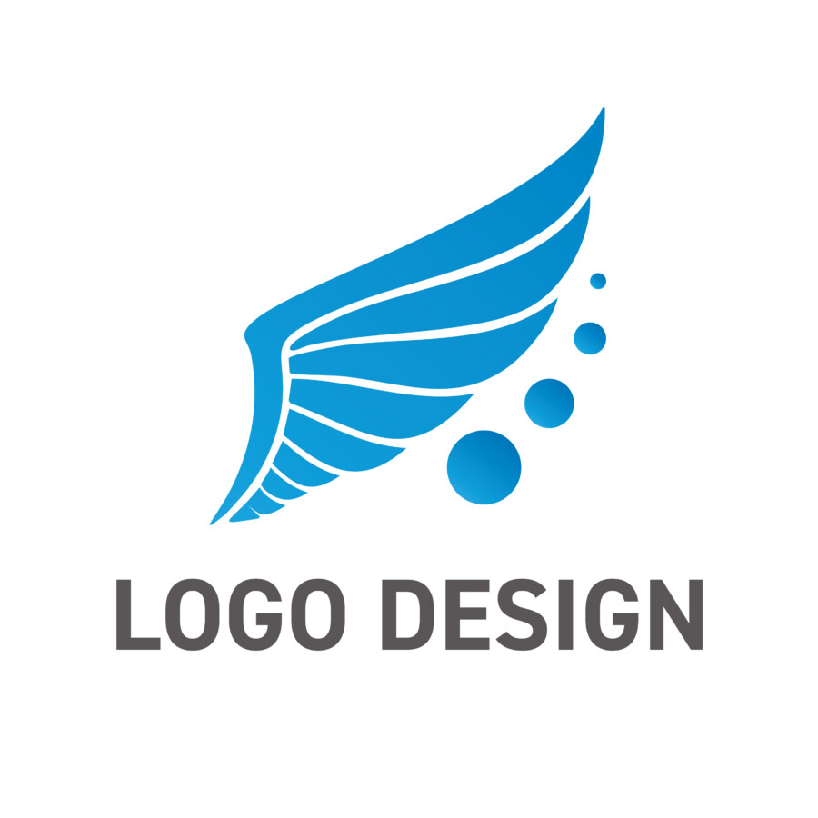軽やかな上昇と繋がりを予感させる、青い翼のロゴデザイン