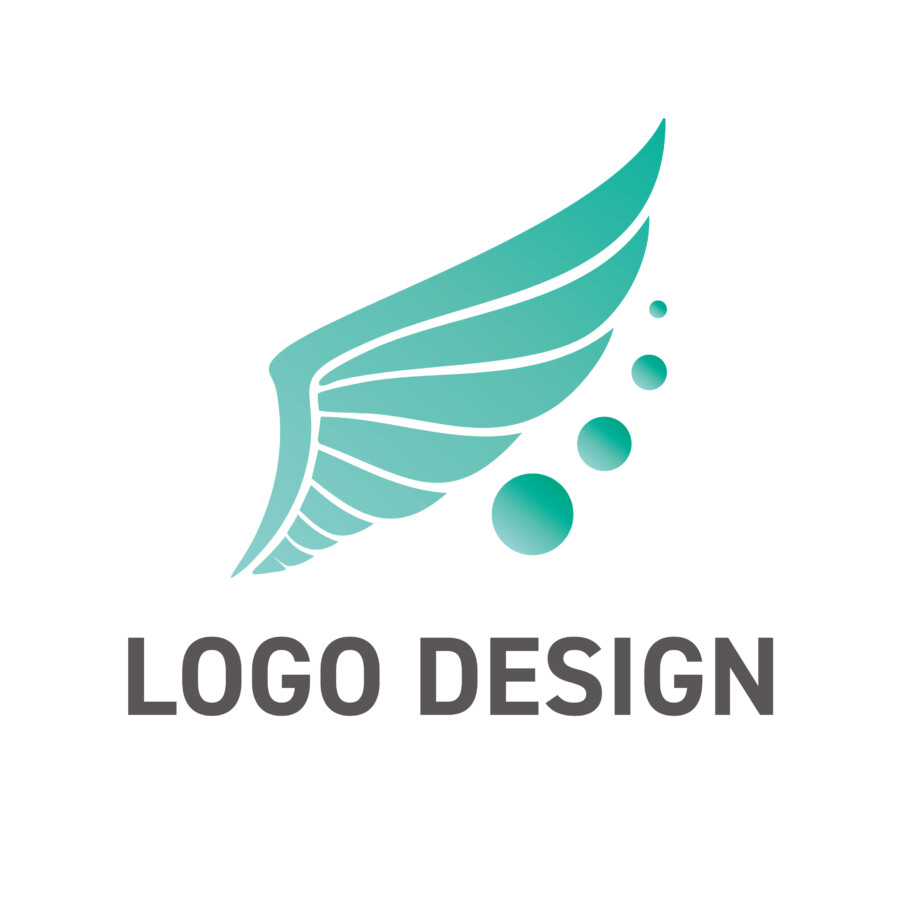 軽やかな上昇と繋がりを予感させる、青い翼のロゴデザイン