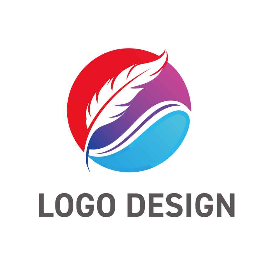 知性と創造性が交差する、メッセージを伝える羽根モチーフのロゴデザイン
