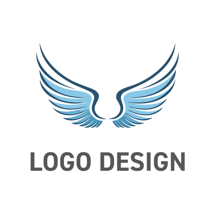 未来への飛翔を力強く印象付ける、洗練された翼のロゴデザイン