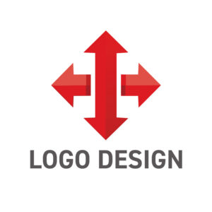 全方位への可能性を拓く、力強い赤のクロスアロー・ロゴデザイン