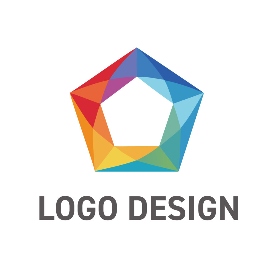 多様な色彩が織りなす、協調と革新の五角形ロゴデザイン