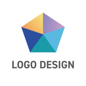 5つの要素が調和する、シンプルで現代的な五角形ロゴデザイン