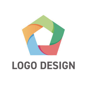 連続性とダイナミズムを表現する、回転する五角形ロゴデザイン