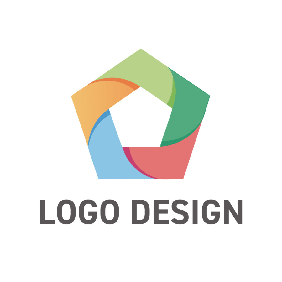 連続性とダイナミズムを表現する、回転する五角形ロゴデザイン