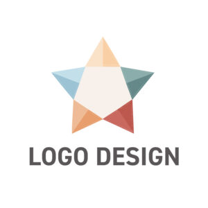 折り重なる色彩が美しい、五角形を抱く星のロゴデザイン