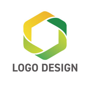 生命の息吹と創造性を宿す、緑と黄の六角形モチーフのロゴデザイン
