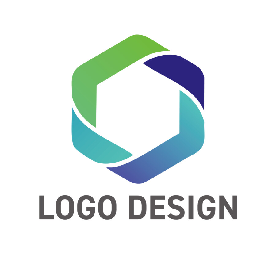 生命の息吹と創造性を宿す、緑と黄の六角形モチーフのロゴデザイン