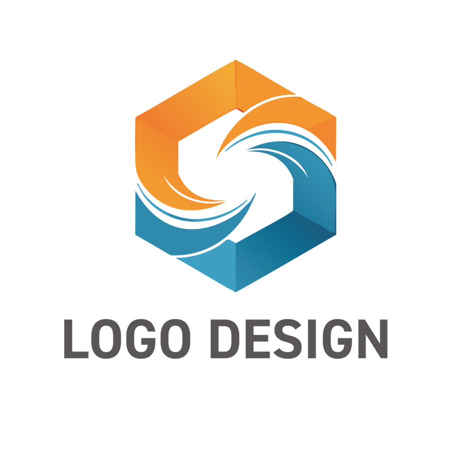 二つの力が渦巻き調和する、立体感あふれる六角形ロゴデザイン