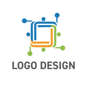 多様な繋がりを織りなす、ネットワーク・スクエア・ロゴデザイン