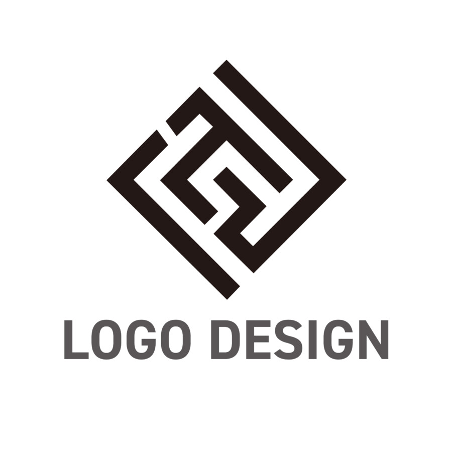 知性と堅牢さを刻む、重厚なスクエアパターンロゴデザイン