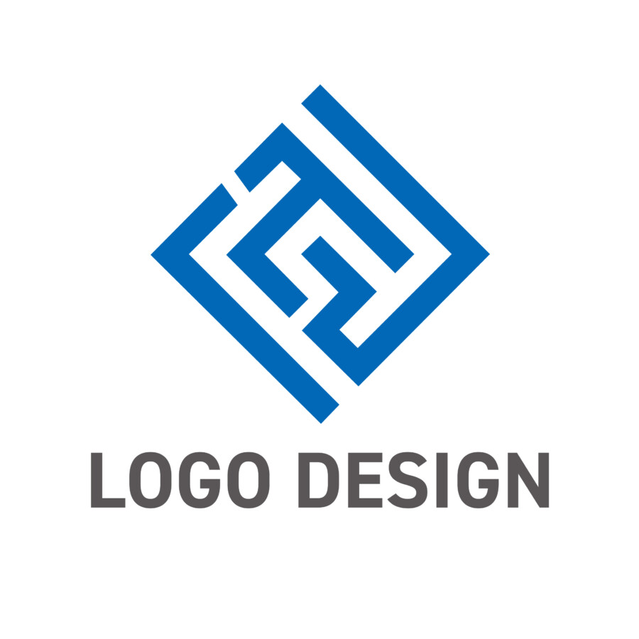 知性と堅牢さを刻む、重厚なスクエアパターンロゴデザイン