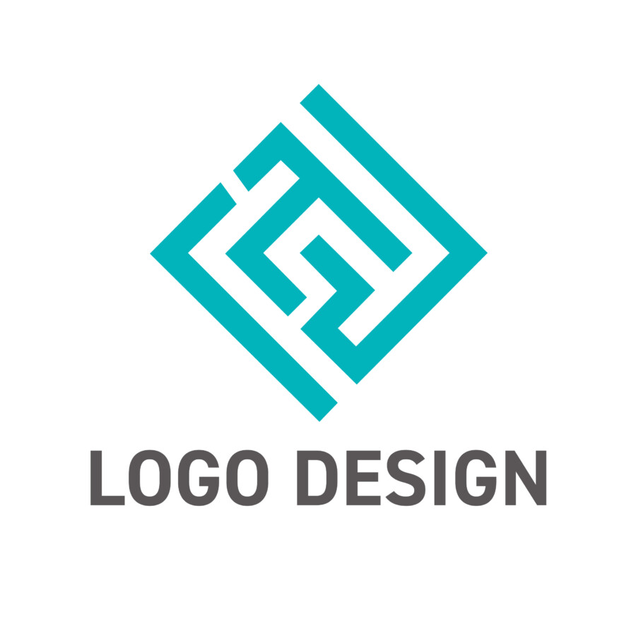 知性と堅牢さを刻む、重厚なスクエアパターンロゴデザイン