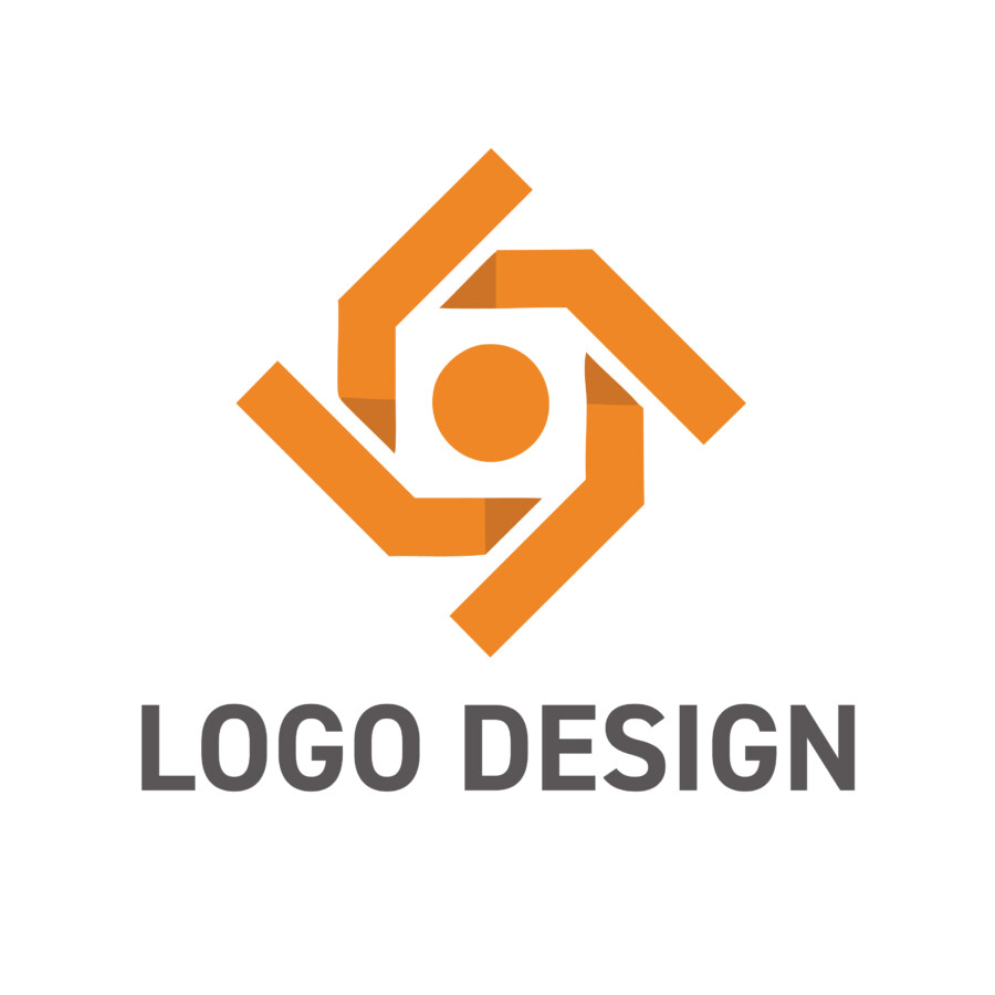 集う力、広がる活力。オレンジが映える回転スクエアロゴデザイン
