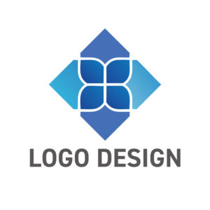 調和と洗練をまとう、青が印象的な四角のロゴデザイン