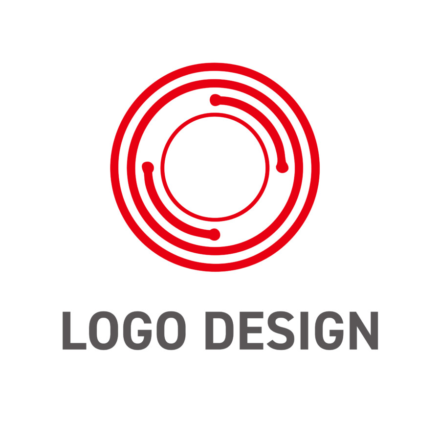 未来を照準する、ダイナミックな円のロゴデザイン