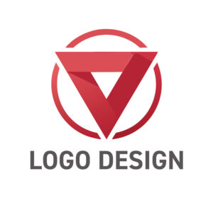 情熱の赤が力強く未来を照らす、サークル＆トライアングルロゴデザイン