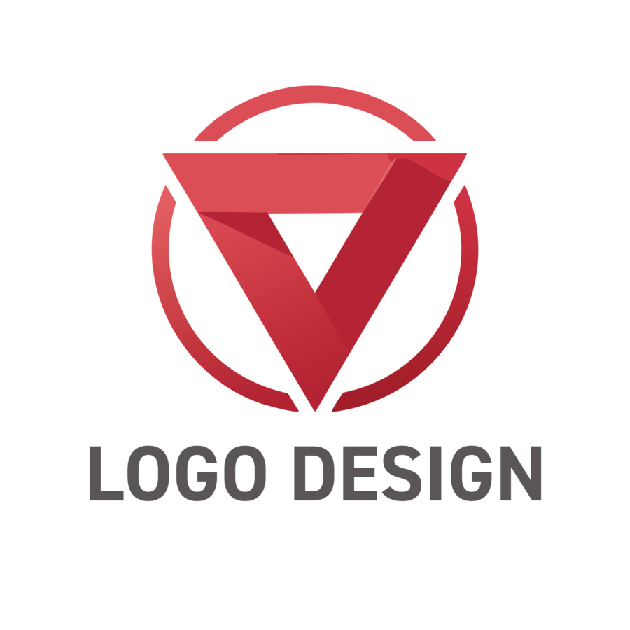 情熱の赤が力強く未来を照らす、サークル＆トライアングルロゴデザイン