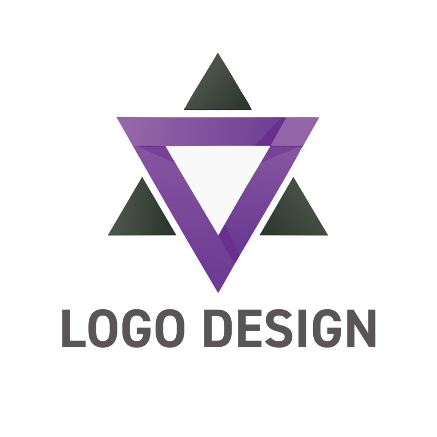 二つの力が調和し未来を創る、赤とグレーのヘキサグラムロゴデザイン