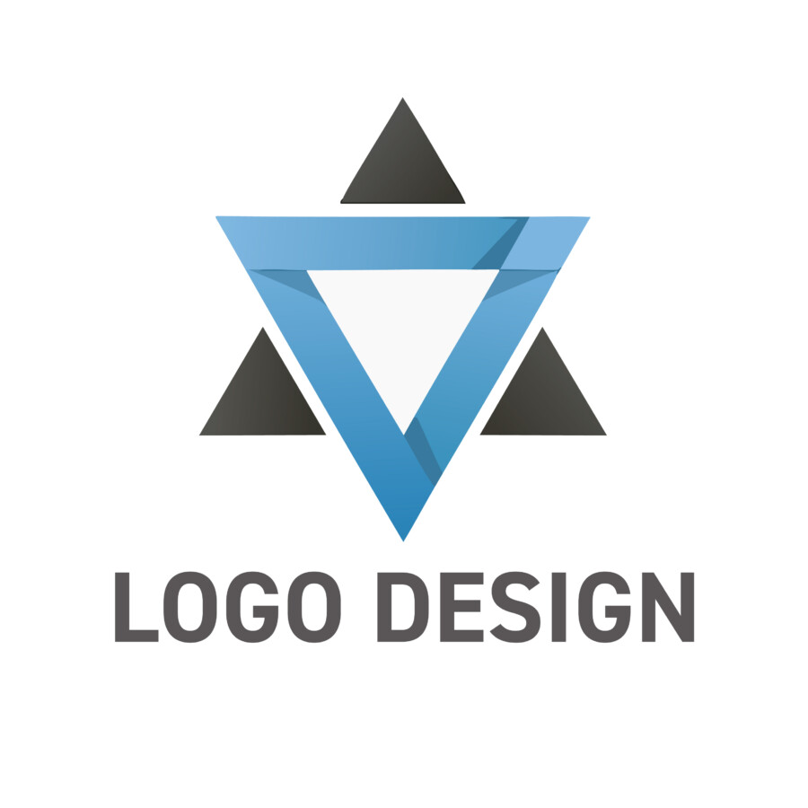 二つの力が調和し未来を創る、赤とグレーのヘキサグラムロゴデザイン