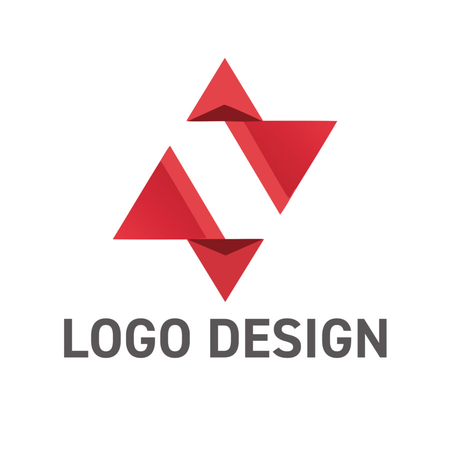 二つの力が交差し未来を動かす、ダイナミックなレッドロゴデザイン