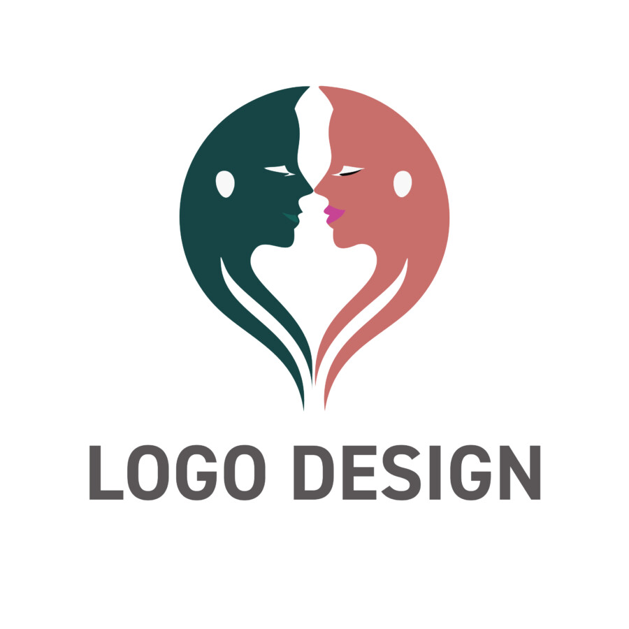 調和と絆を象徴する、優美な顔モチーフ ロゴデザイン