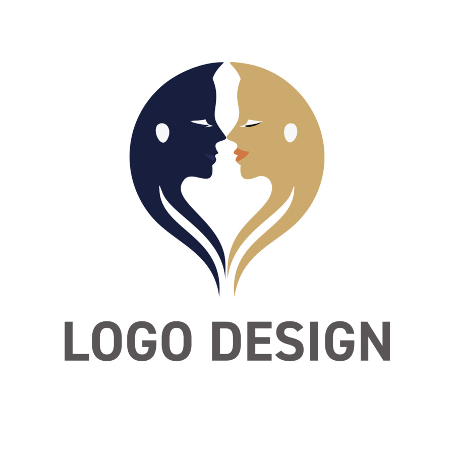 調和と絆を象徴する、優美な顔モチーフ ロゴデザイン
