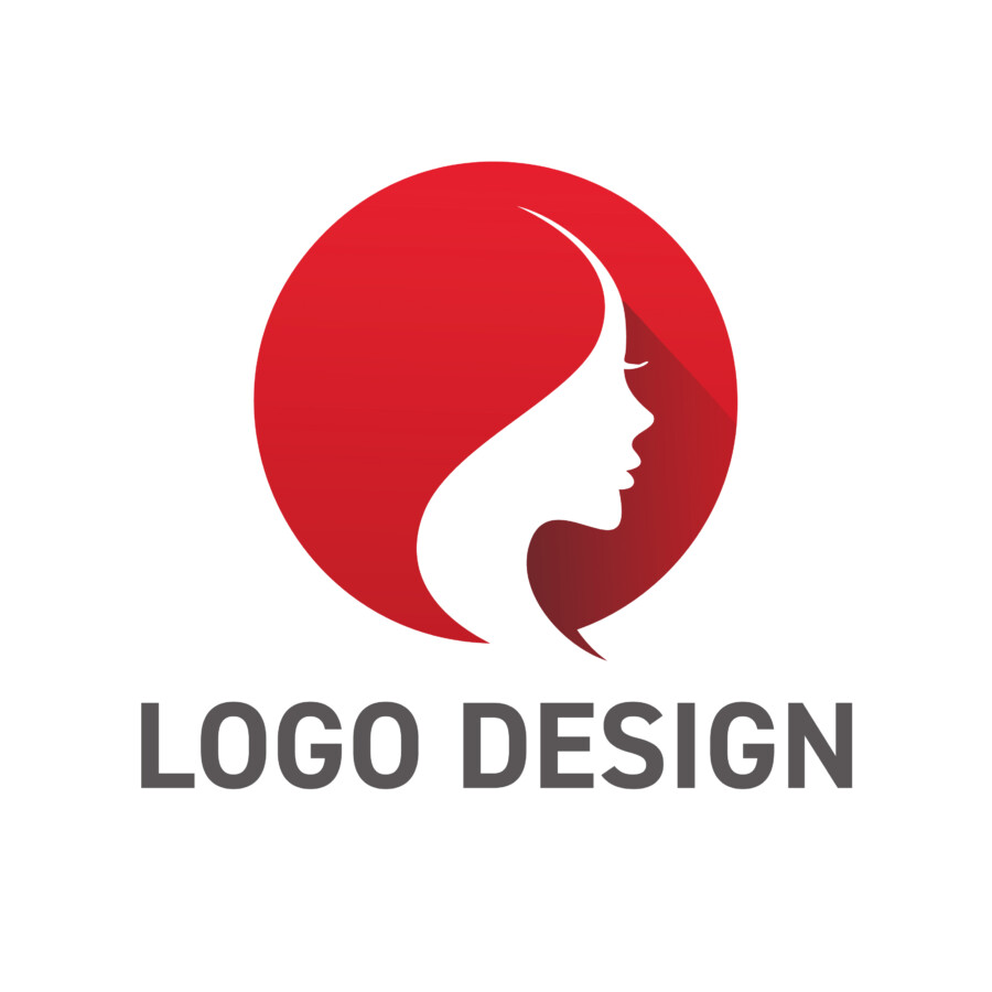 情熱的な赤が目を引く、ダイナミックな顔モチーフ ロゴデザイン