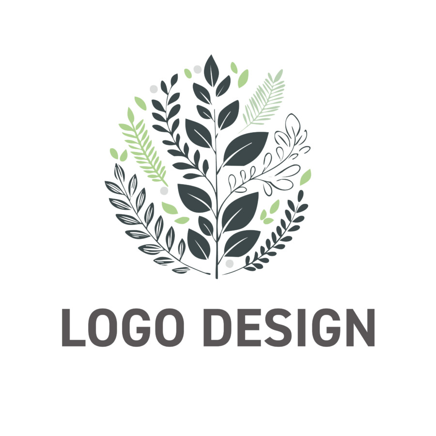多様な恵みが織りなす調和、生命の息吹を感じるボタニカルロゴデザイン