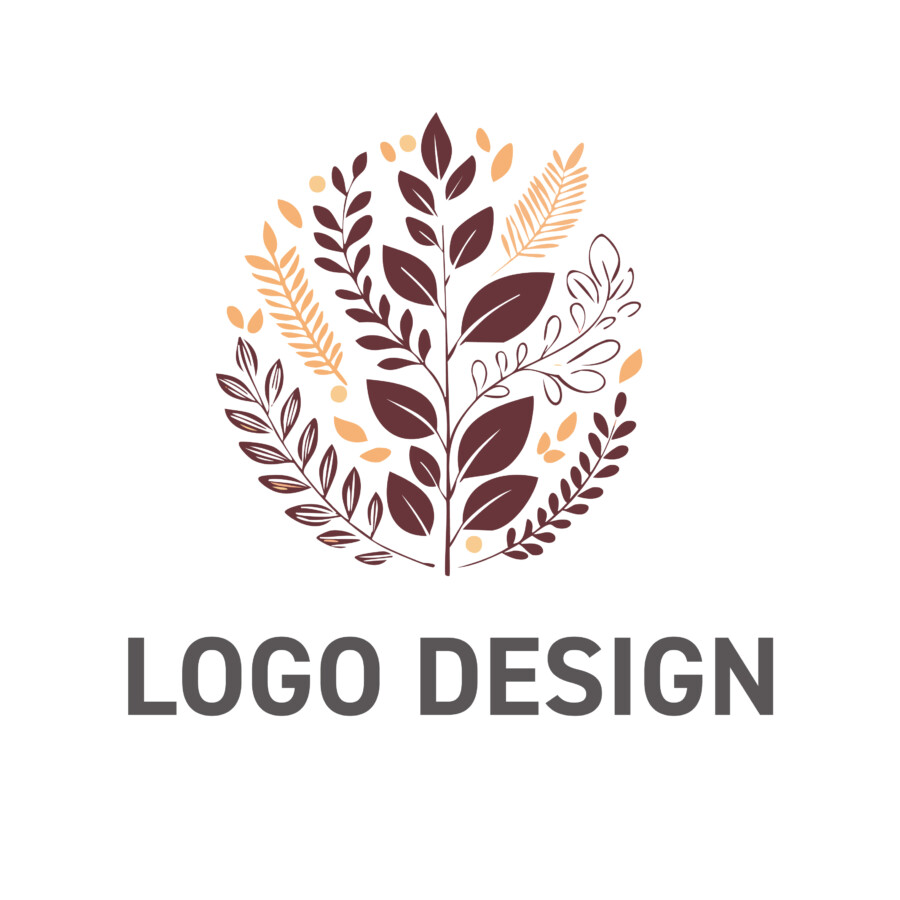 多様な恵みが織りなす調和、生命の息吹を感じるボタニカルロゴデザイン