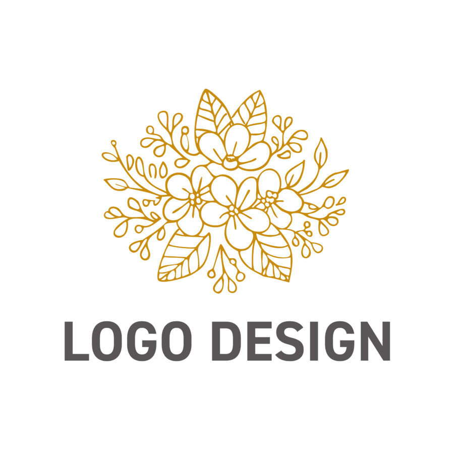 感謝と喜びを束ねて贈る、親しみやすい赤のフローラルラインアートロゴデザイン