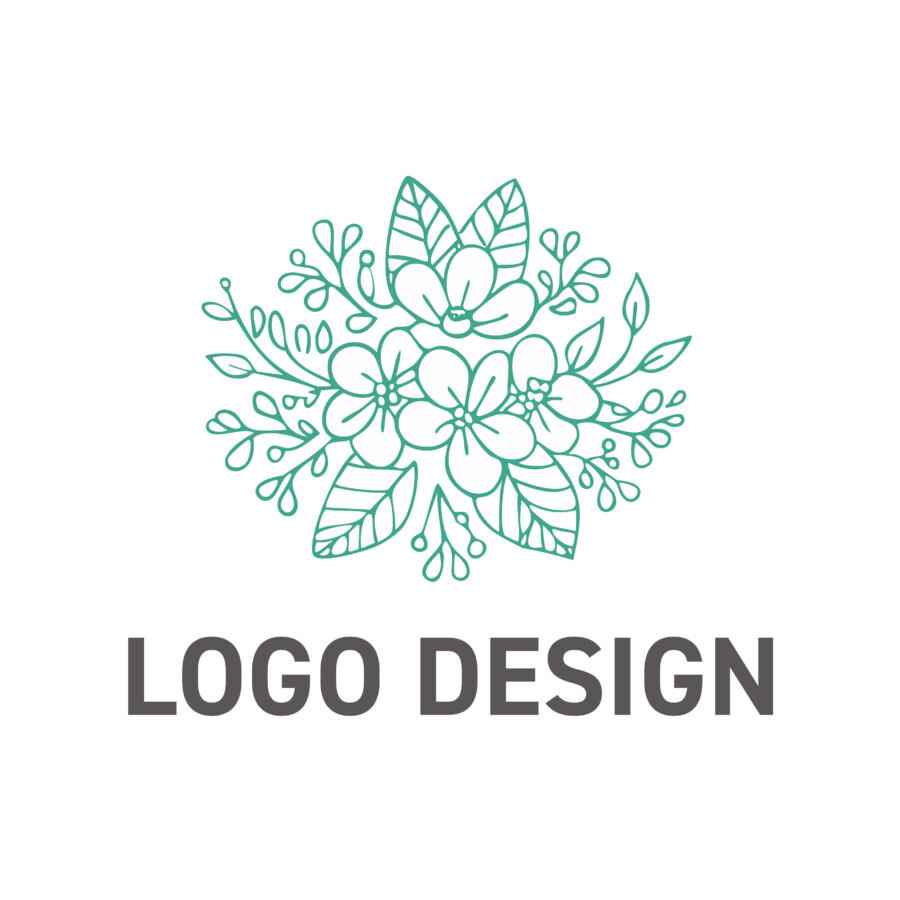 感謝と喜びを束ねて贈る、親しみやすい赤のフローラルラインアートロゴデザイン