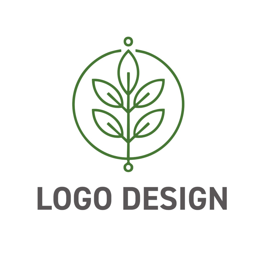 円環に宿る成長と調和、洗練された植物モチーフのロゴデザイン