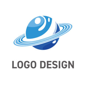 知性と未来を拓く、青い惑星のロゴデザイン