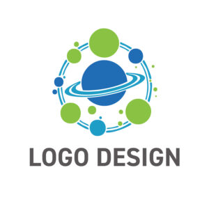 繋がりと成長の輪が広がる、生命力あふれる惑星モチーフのロゴデザイン
