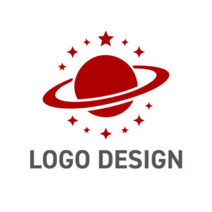 熱の赤と星々の輝き、力強いメッセージを放つ惑星のロゴデザイン