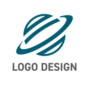 グローバルな繋がりと躍動感を象徴する、洗練された惑星モチーフのロゴデザイン