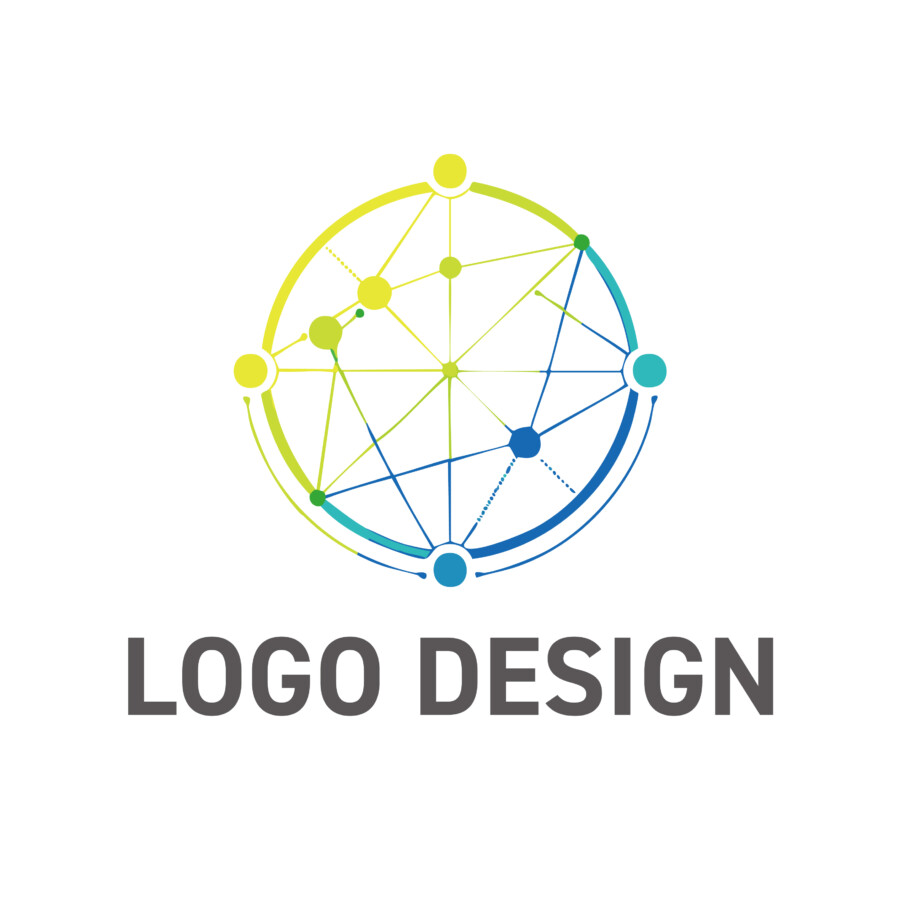 グローバルな連携と革新を表現する、サークルネットワークロゴデザイン