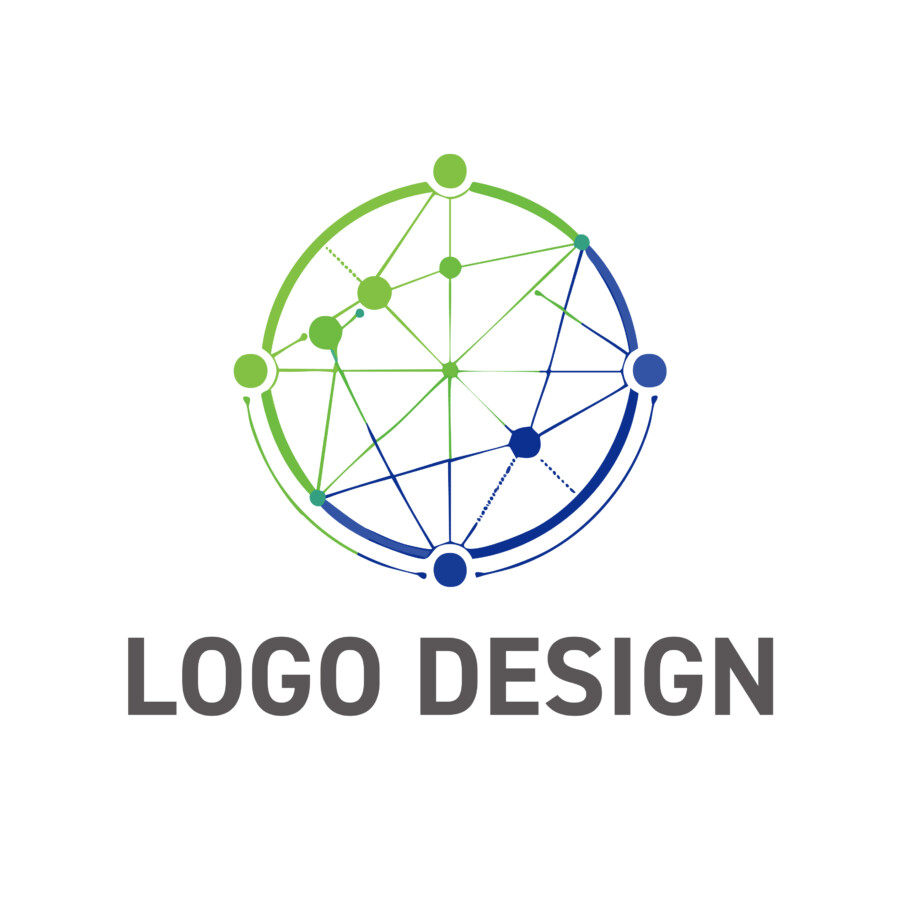 グローバルな連携と革新を表現する、サークルネットワークロゴデザイン