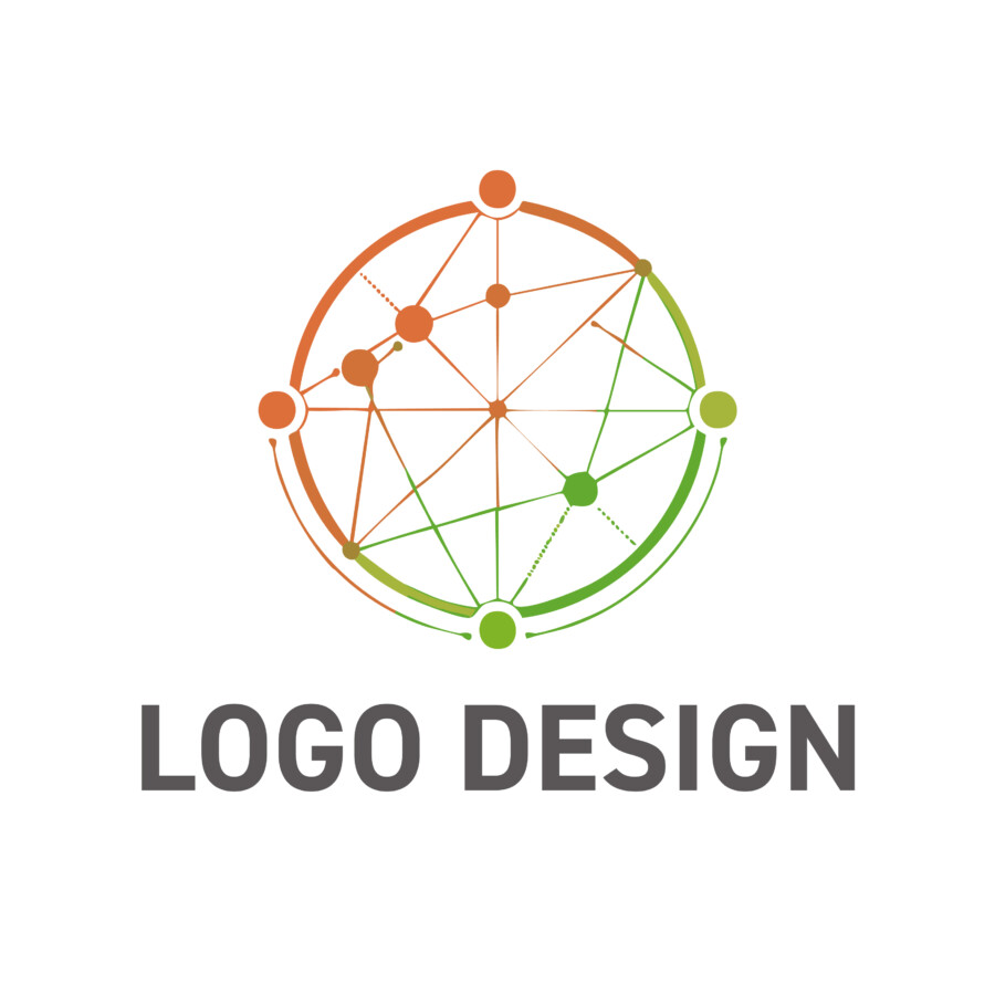 グローバルな連携と革新を表現する、サークルネットワークロゴデザイン