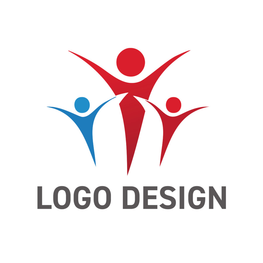 チームの力と成長を象徴する、ダイナミックな人のロゴデザイン