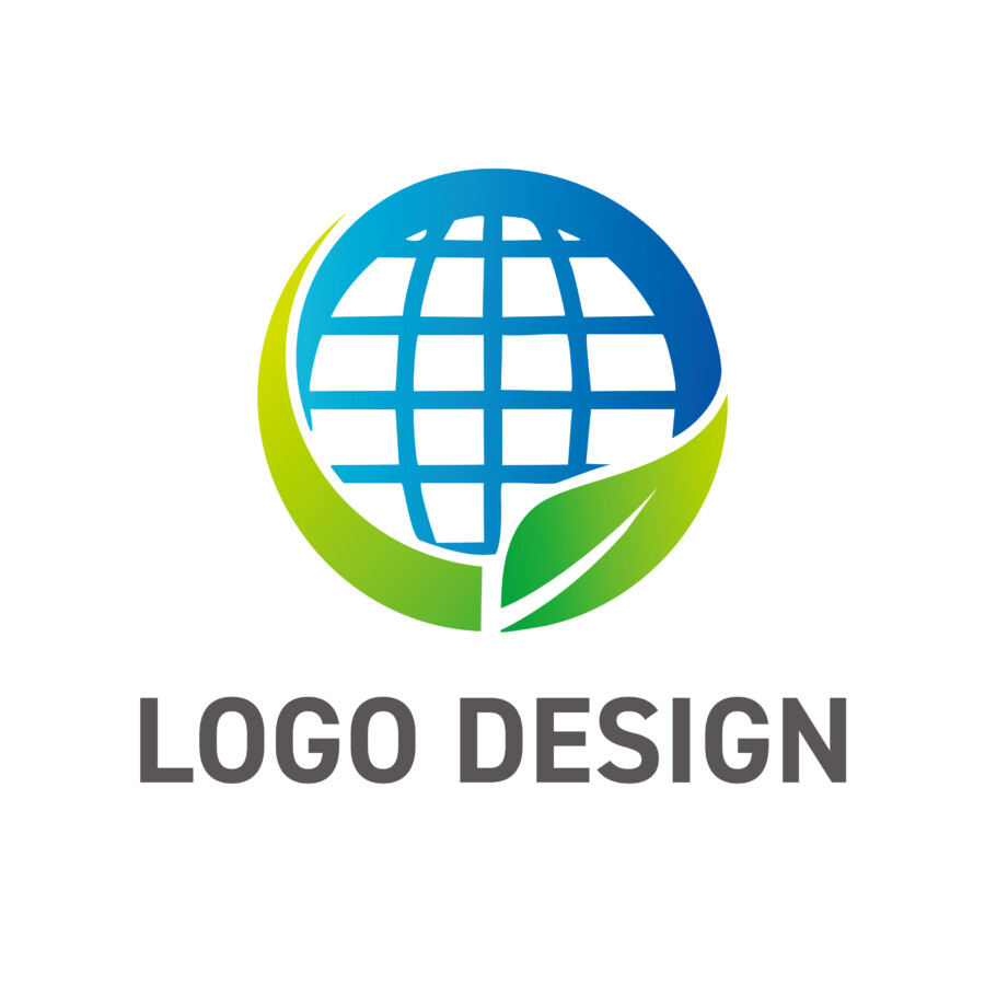未来への成長と調和を映し出す、地球と緑のロゴデザイン
