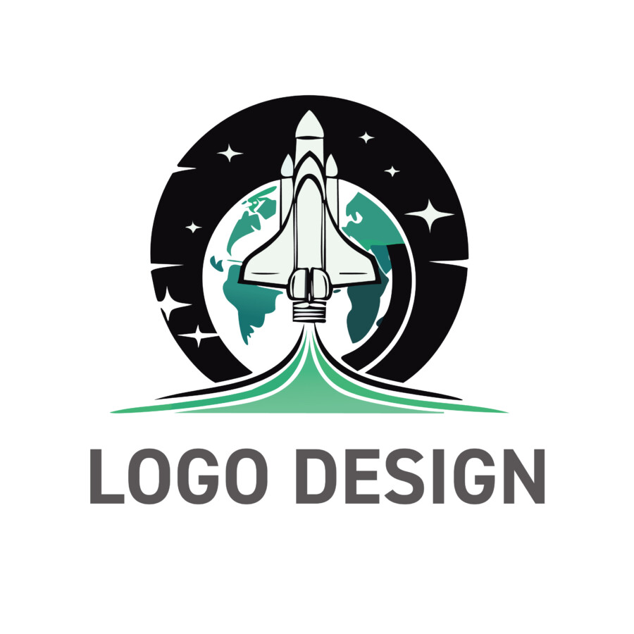 未来へ飛翔する夢と挑戦を乗せた、宇宙ロケットのロゴデザイン