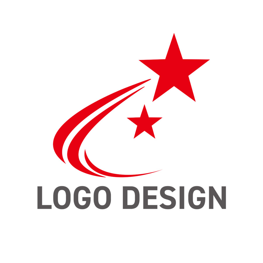 未来へ向かう力強い軌跡と、目標達成の輝きを表現する星のロゴデザイン