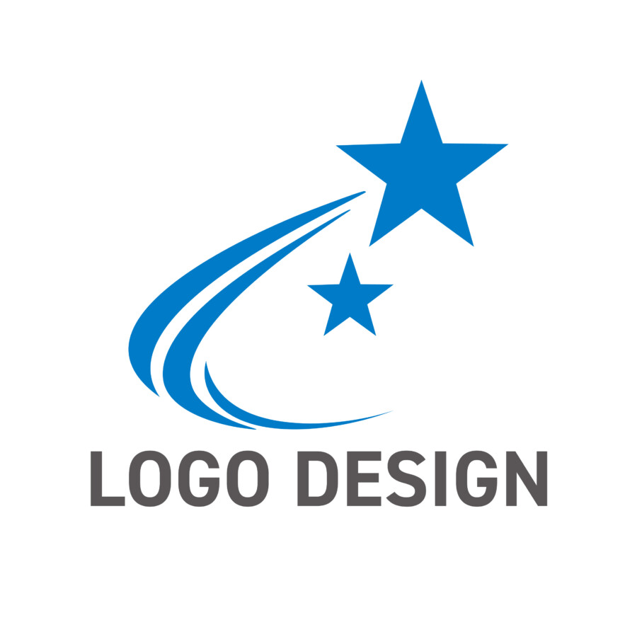 未来へ向かう力強い軌跡と、目標達成の輝きを表現する星のロゴデザイン