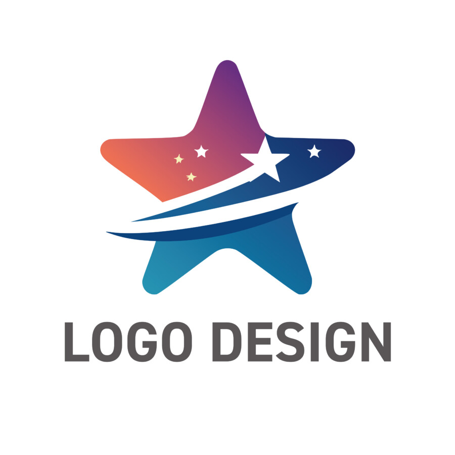 夢と躍動感をまとい、未来へ飛翔するスターモチーフのロゴデザイン