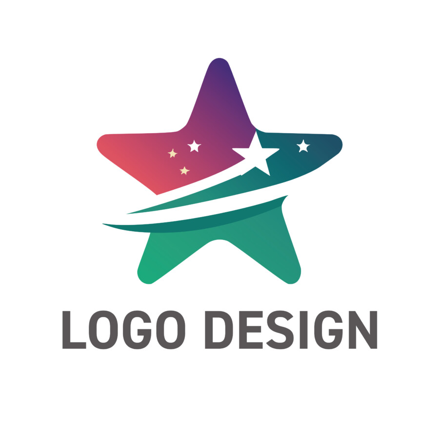 夢と躍動感をまとい、未来へ飛翔するスターモチーフのロゴデザイン