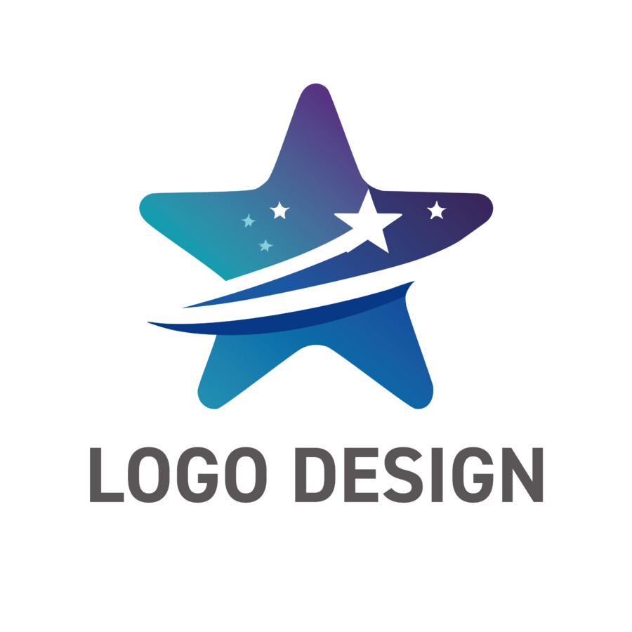 夢と躍動感をまとい、未来へ飛翔するスターモチーフのロゴデザイン