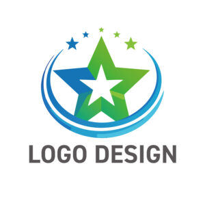 星々の輝きと円弧が象徴する、成長と信頼の未来志向型ロゴデザイン